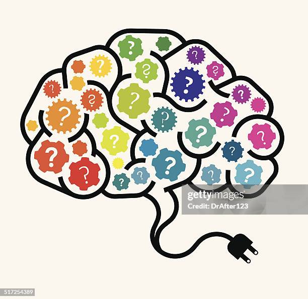 asking brain concept - internal communication stock illustrations