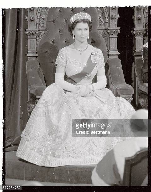 Queen Elizabeth appears completely at ease after her speech at the opening session of Canada's Parliament.