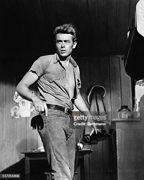 The late film star James Dean looked like this when making the movie, "Giant," his third and last film. He died in an auto crash at the age of 25 in...