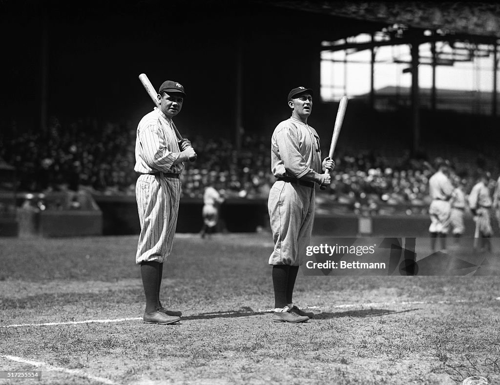 Babe Ruth and Ty Cobb at the Polo Grounds