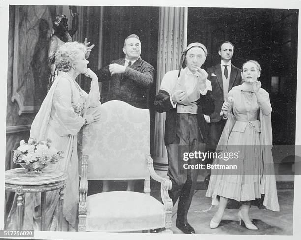Helen Hayes,Richard Burton, and Susan Strasberg in a scene from the Boradway play Time Remembered.