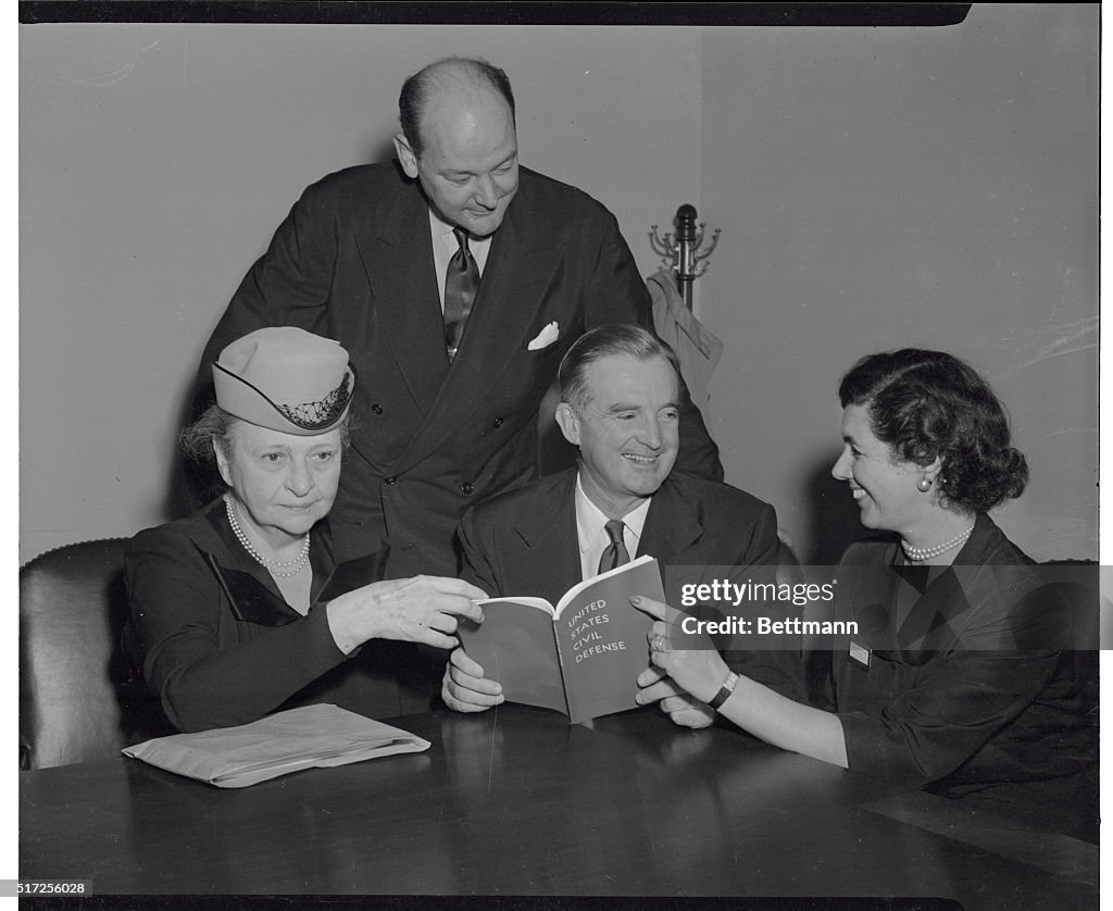 Frances Perkins Discussing Civil Defense Plans