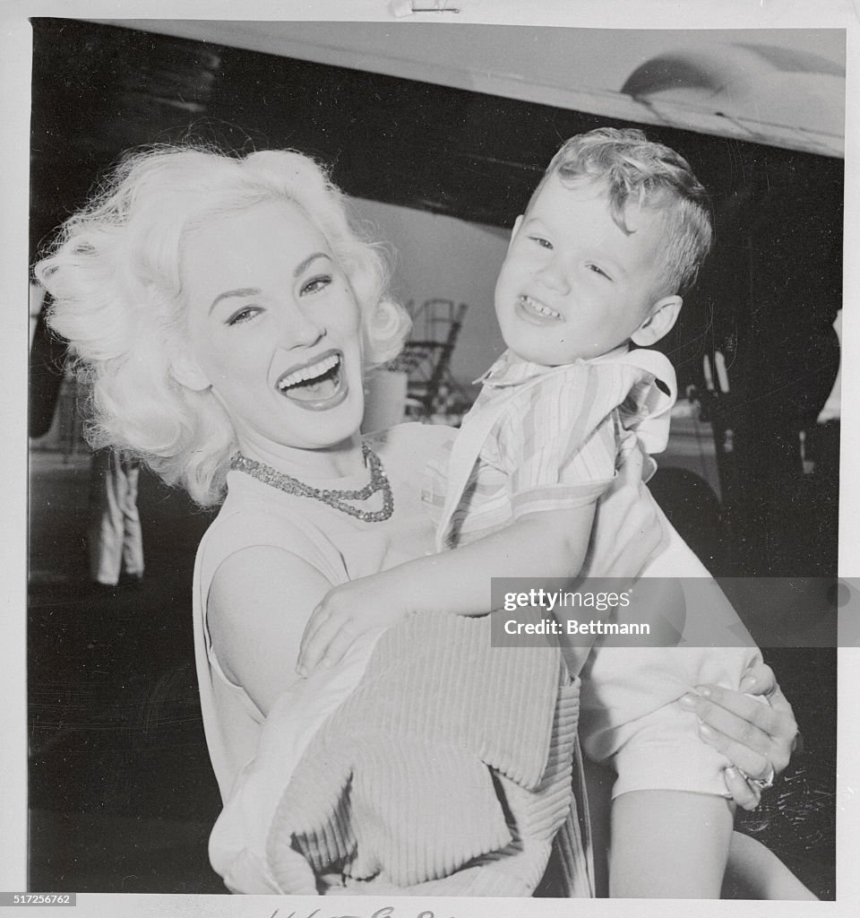 Mamie Van Doren Holding Her Infant Son
