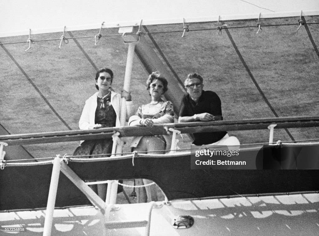 Maria Callas and Artemis Onassis Riding on Yacht