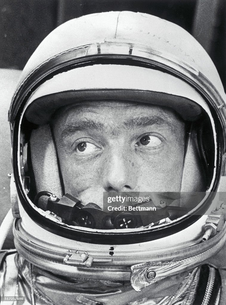 Portrait of Scott Carpenter Wearing Space Helmet