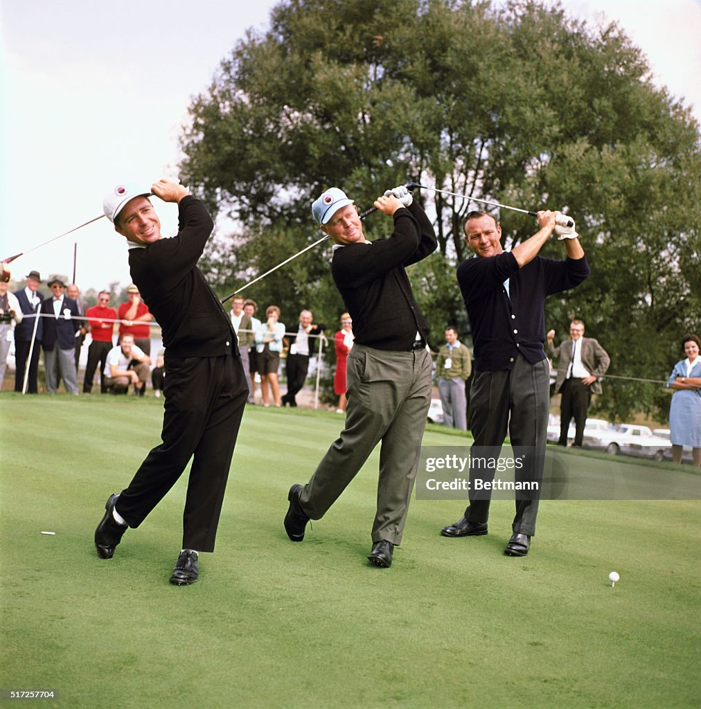 Golfers Swinging Clubs