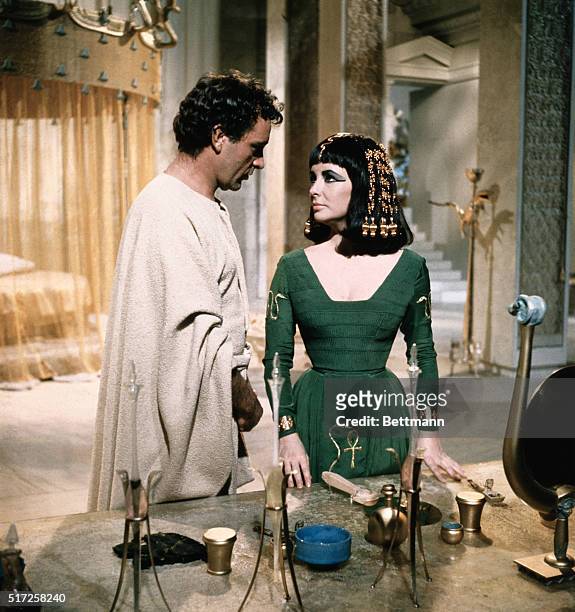 Richard Burton as Marc Antony with Liz Taylor as Cleopatra