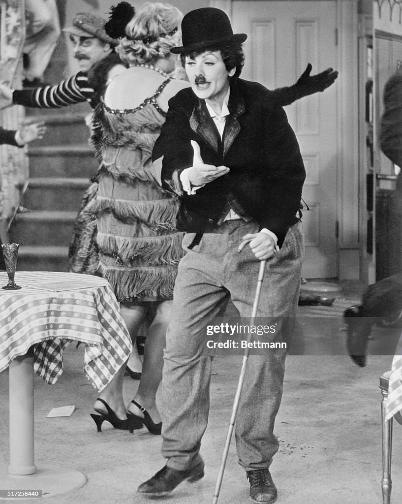 Portrait of Lucille Ball Impersonating Charlie Chaplin