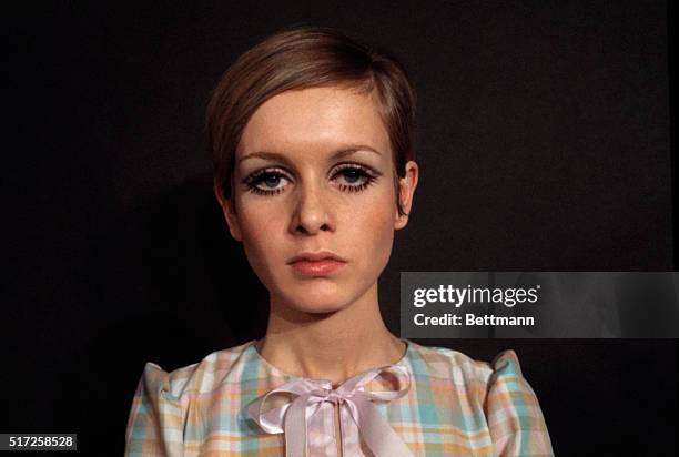 London, England-ORIGINAL CAPTION READS: Close-up of the English model Twiggy.