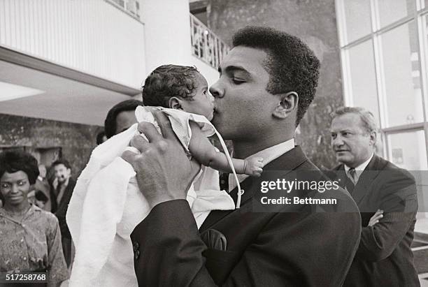 Former heavyweight champion Cassius Clay arrived at U.S. Court House early 5/8 to surrender himself after being indicted for refusing to accept...