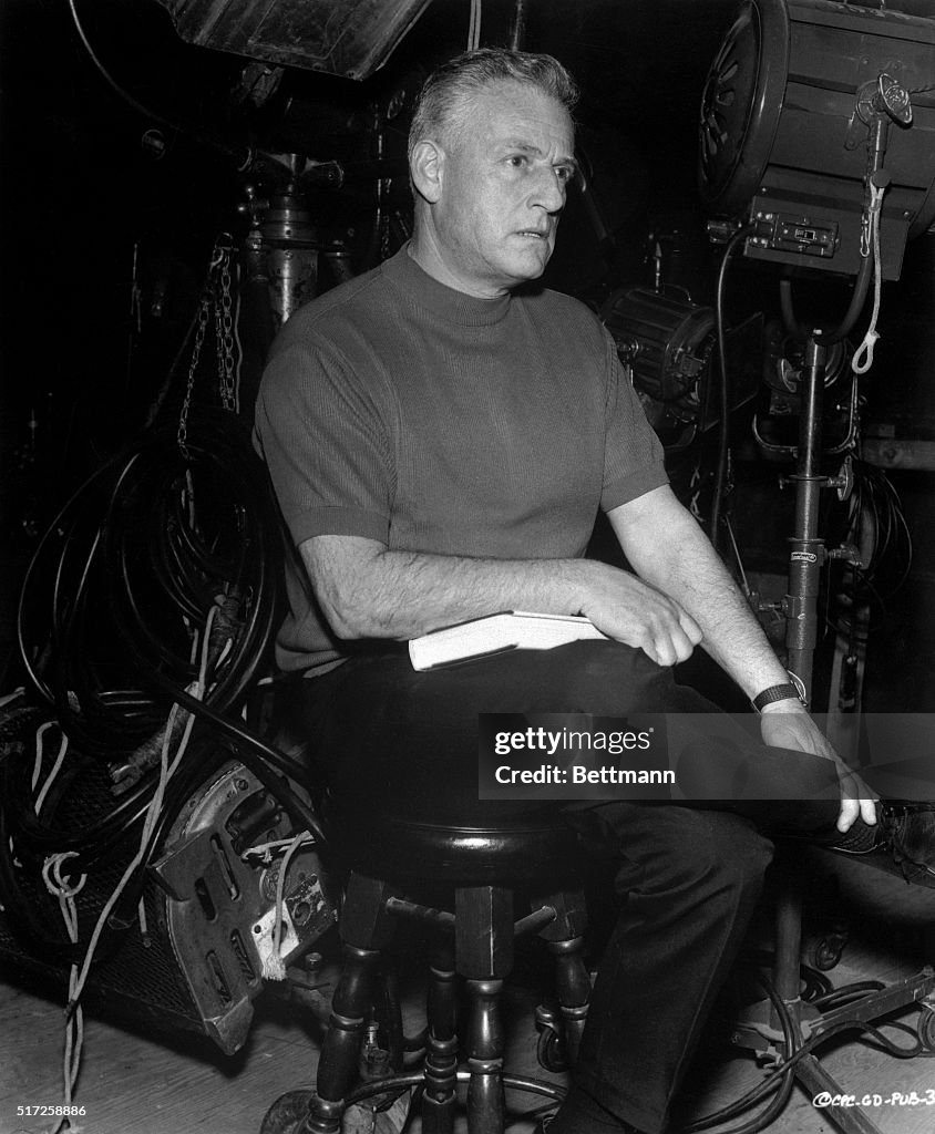 Stanley Kramer Sitting by Camera Lights