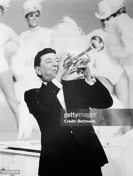 New Orleans jazz is played here by guest Louis Prima, as he takes in a musical trip across the country in American, I Love You, on NBC Television...