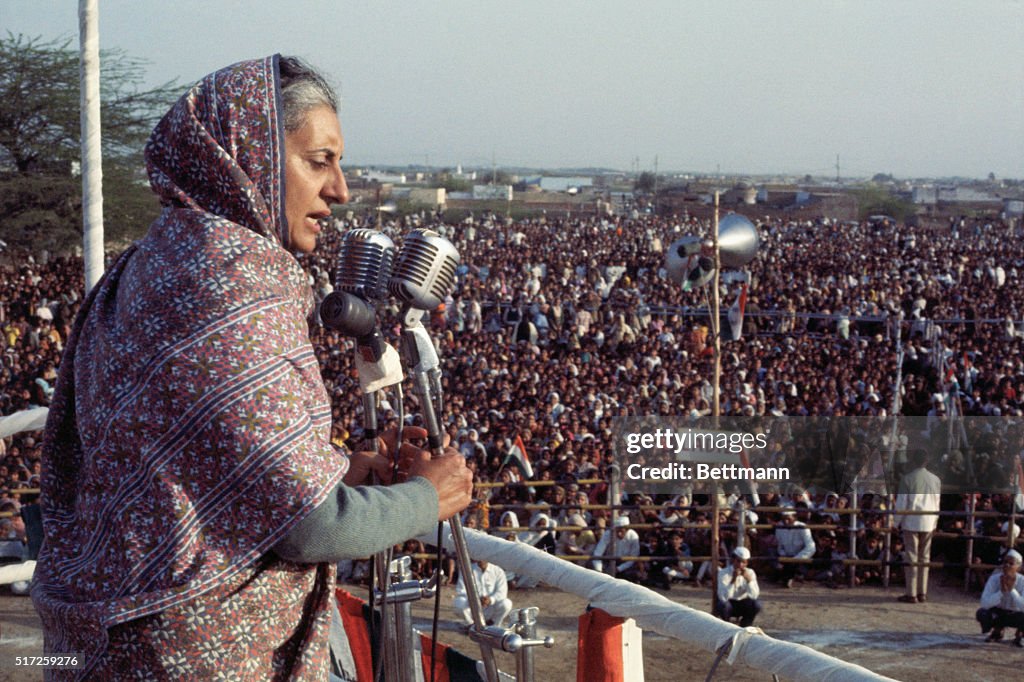 Prime Minister Indira Gandhi Addressing a Crowd