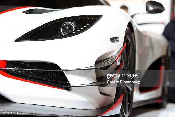 The Koenigsegg Automotive AB One:1 luxury vehicle is displayed during the 2016 New York International Auto Show in New York, U.S., on Thursday, March...