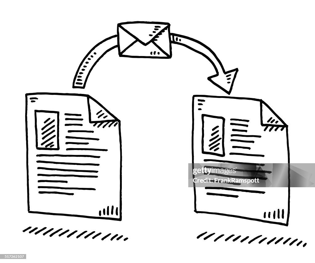 Sending Document Letter Arrow Drawing High-Res Vector Graphic - Getty ...