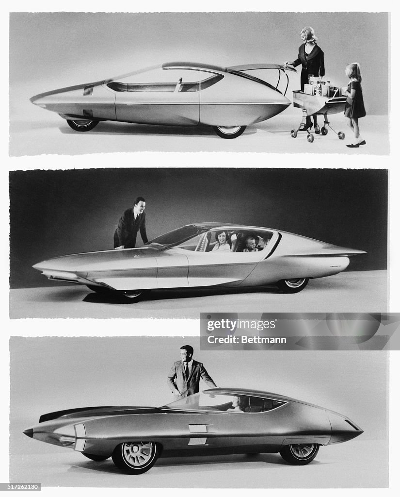 Three Displays of Automobile Designs by General Motors