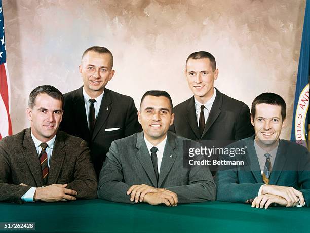 Five scientist-astronauts whose selection was announced by the National Aeronautics and Space Administration on June 29, 1965. Front row are...