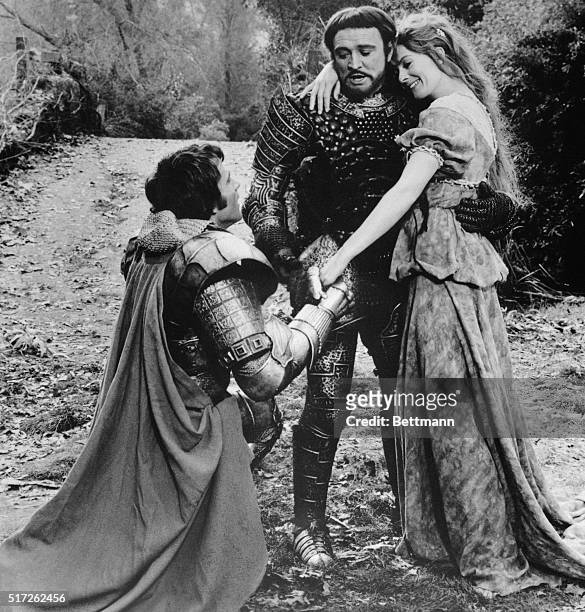 Scene from the 1967 film Camelot, in which Richard Harris plays King Arthur, and Vanessa Redgrave his wife, Queen Guenevere.