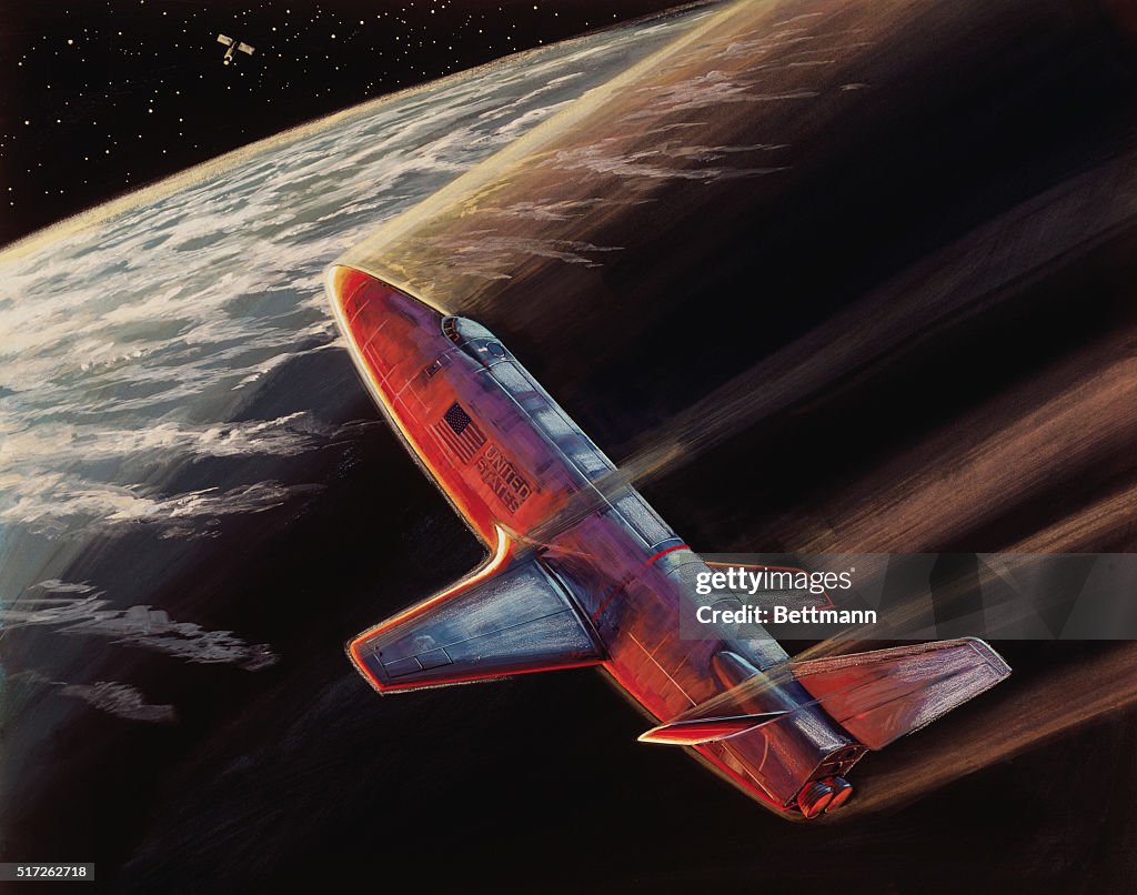 Illustration of Spacecraft over Earth