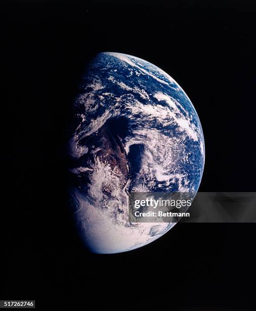 Space Center, Houston, TX.: This photograph of the earth was released by NASA. It was made by the Apollo 13 astronauts during their return to earth....