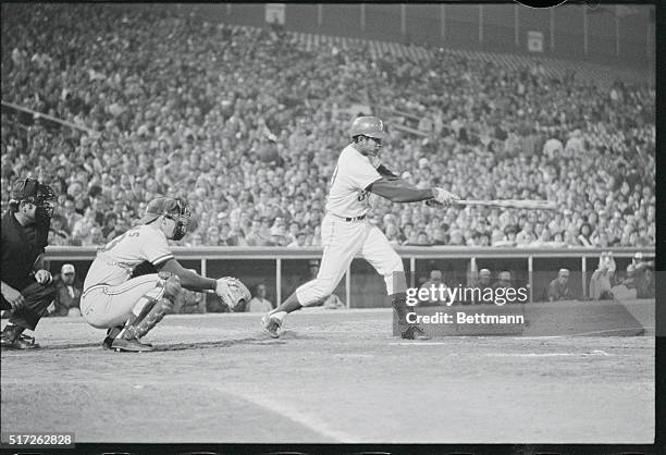 Montreal, Canada: Montreal Expos' Jose "Coco" Laboy, shown batting in game against St. Louis Cardinals.