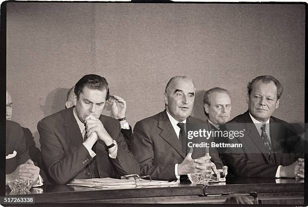 Paris, France- French President Pompidou announces the two-day European Summit meeting at the International Conference Center is over. Flanking him...