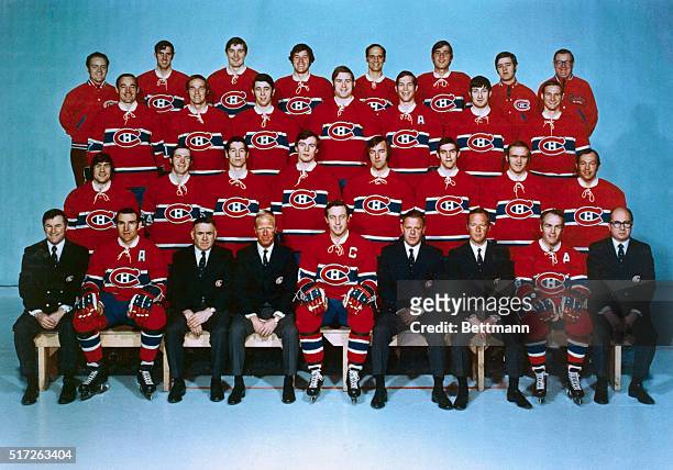Montreal, Canada-ORIGINAL CAPTION READS: Group portrait of the 1971 Stanley Cup Champions hockey team, the Montreal Canadiens. Front row : Al McNeil,...