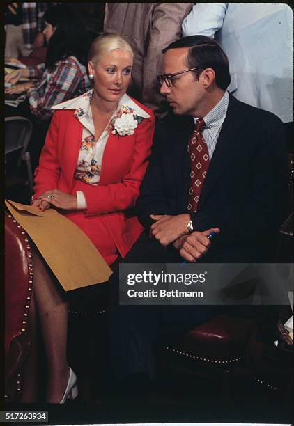 Washington, DC. Mr. And Mrs. John Dean III eated in Senate Cacus Room before the start of Watergate Hearings.