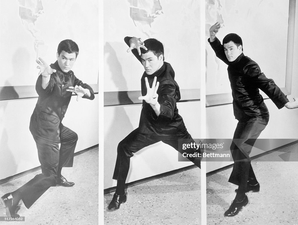 Bruce Lee Demonstrating Kung Fu Positions as Kato