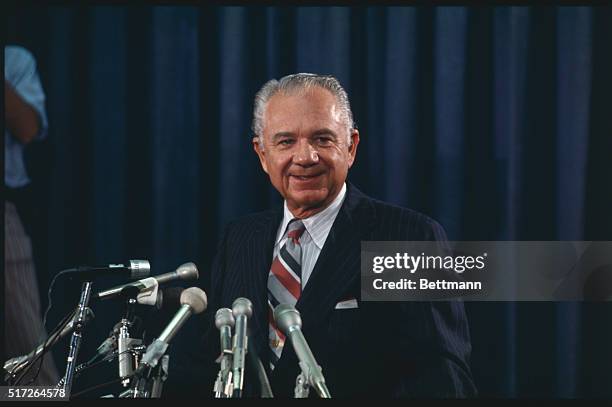 Leon Jaworski, former president of American Bar Association, meets press here 11/1 after he was named special Watergate prosecutor to succeed...