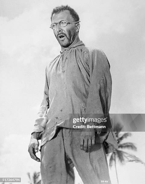 Dustin Hoffman, a French prisoner on Devil's Island, gazes forlornly out to sea in the Allied Artists release Papillon, the film version of the...