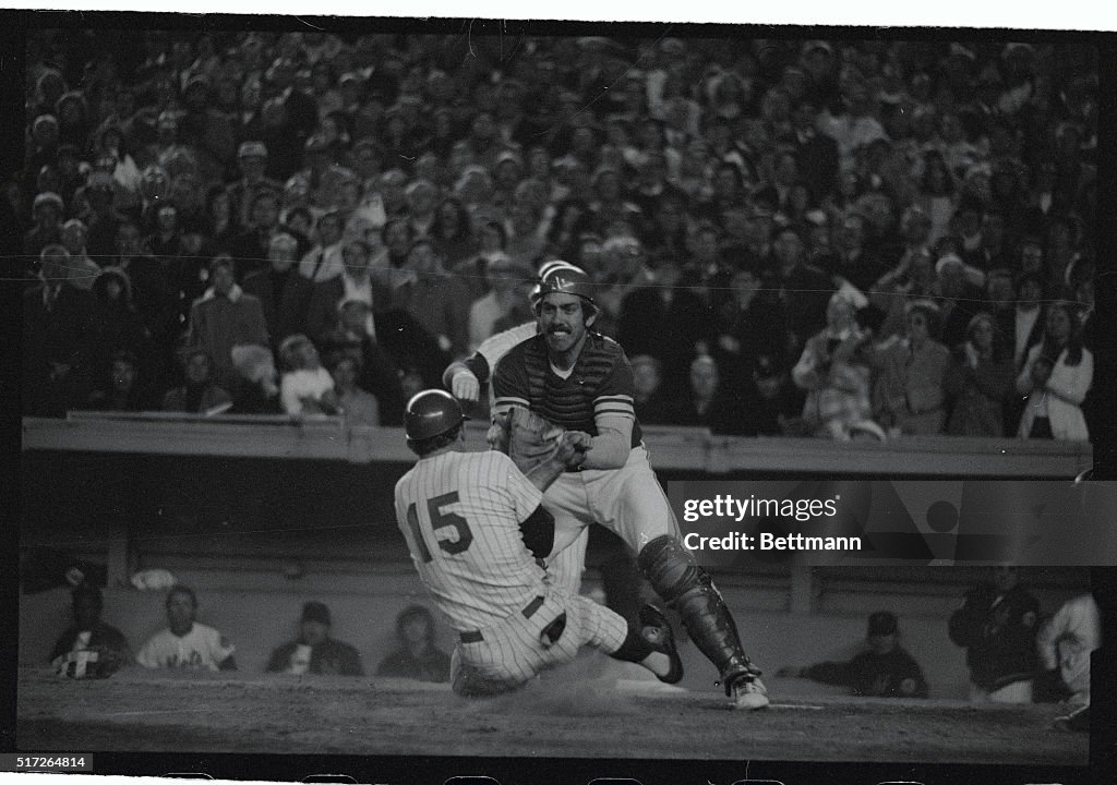 Ray Fosse and Jerry Grote Struggling for an Out at Base