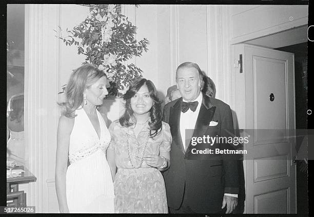 Pres. Marcos' Daughter Makes Debut. New York, New York: Maria Marcos, daughter of Philippine president Ferdinand Marcos, is flanked by Mr. And Mrs....