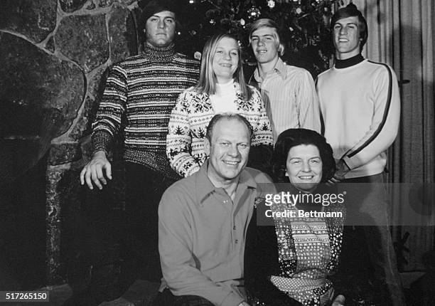 Vice President Gerald Ford and his wife, Betty, appear with their children at their ski resort home in Vail, Colorado, during Christmas season 1972....