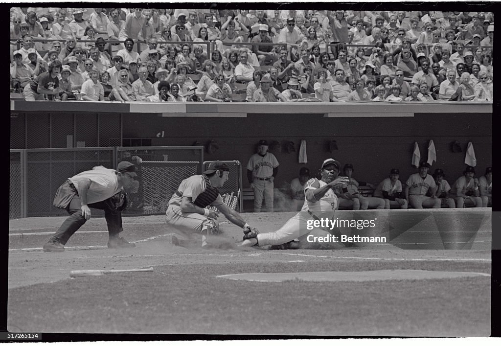 Hank Aaron Sliding into Base