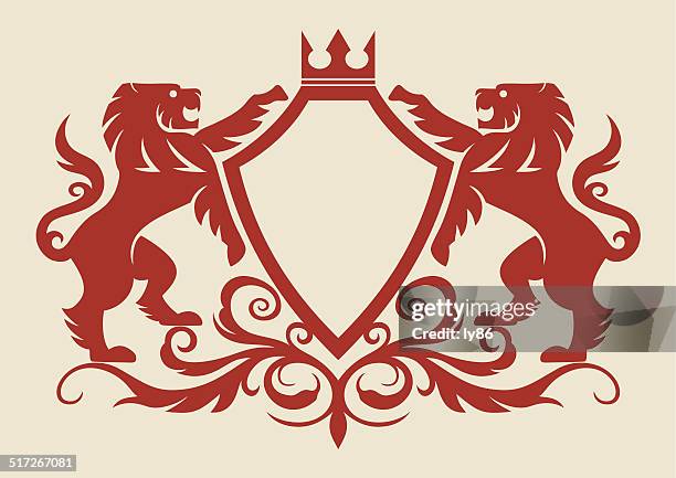 lion crest - animal's crest stock illustrations