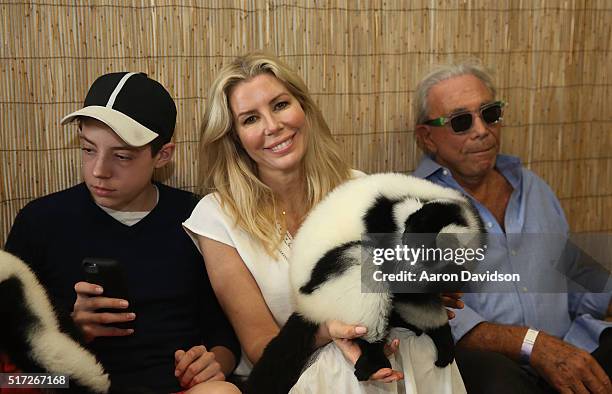 Harrison Drescher, Aviva Drescher, and George Teichner visit at Jungle Island on March 24, 2016 in Miami, Florida.