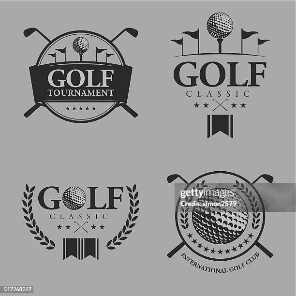 golf emblem design - golf club set stock illustrations