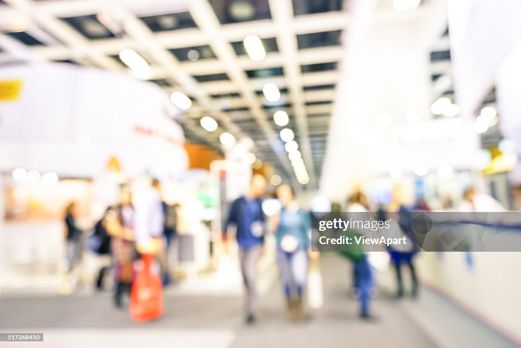 Bokeh Unscharf gestellt abstrakte von allgemeiner Handel Karte Expo Stand Stand