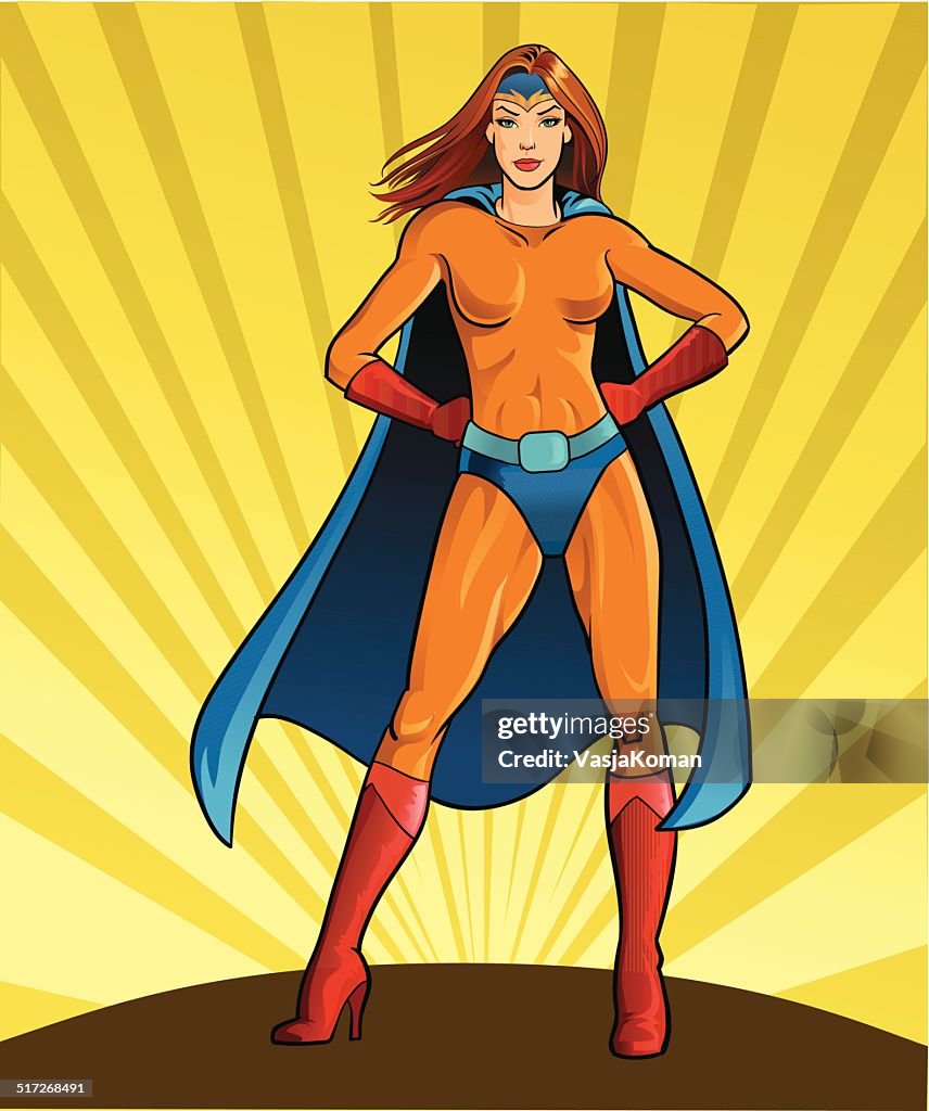 Female Superhero Standing All Powerful