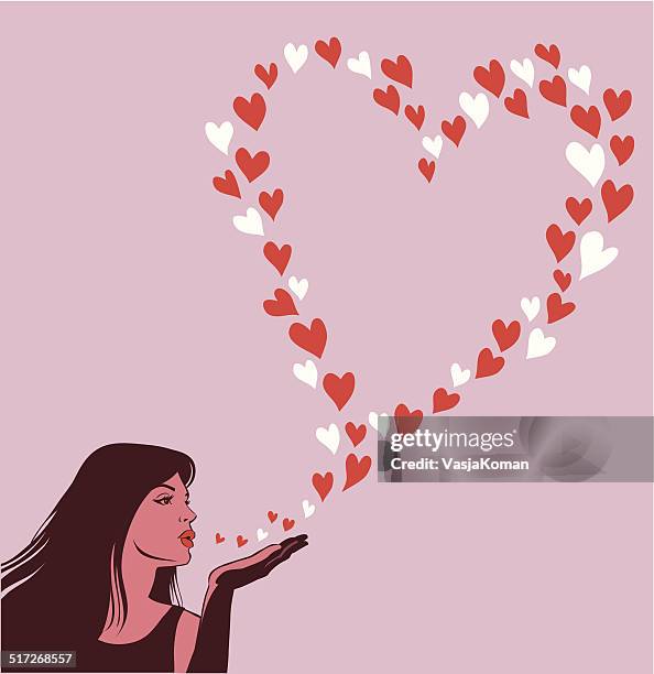 frau blasen küsse - blowing a kiss stock-grafiken, -clipart, -cartoons und -symbole