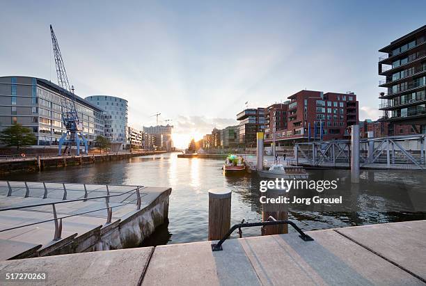 sunset at hafencity - hamburg - germany stock-fotos und bilder