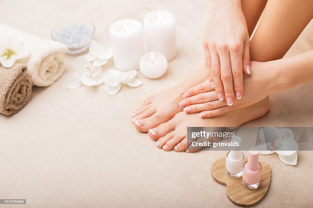 French manicure and pedicure