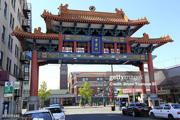 gate of chinatown - chinatown stock pictures, royalty-free photos & images