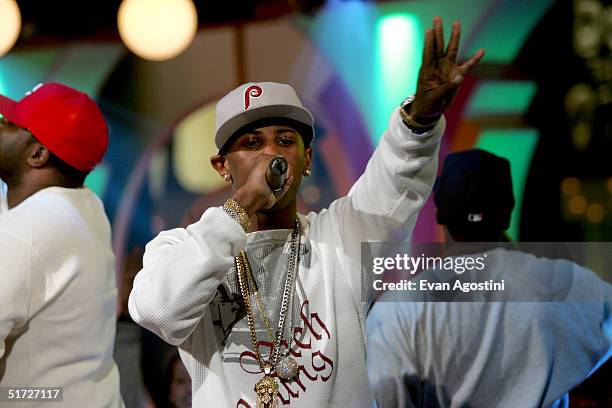 Fabolous Rapper 2002 Rapper Fabolous appears on stage during MTV's Total Request Live at ...