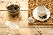 Morning tea on wooden table