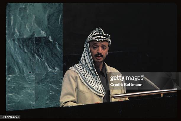 New York: PLO Leader Yasser Arafat makes an unprecedented address to the U.N. General Assembly.