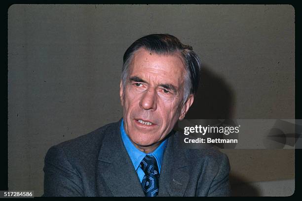 New York, NY: John Kenneth Galbraith, Havard University Economist and author, at a press conference.