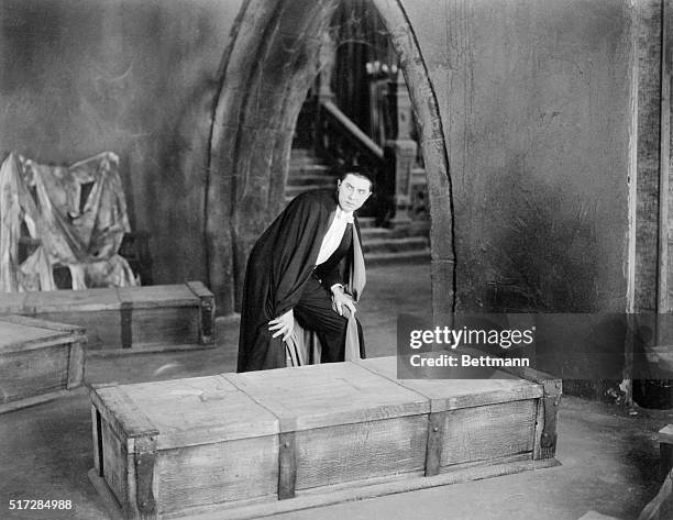 Bela Lugosi is shown in this still publicizing the 1931 Universal Studios film, Dracula. In the film, the eerie effect of his almond shaped crystal...