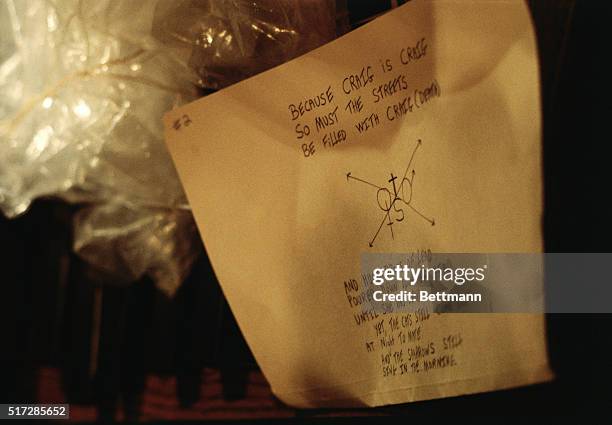 New York, NY- This note was found by police in the 1970 Ford Galaxy owned by David Berkowitz when they arrested him late August 10 as he sat in the...